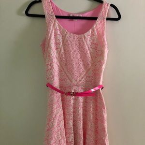 Candies lace cream and pink floral dress